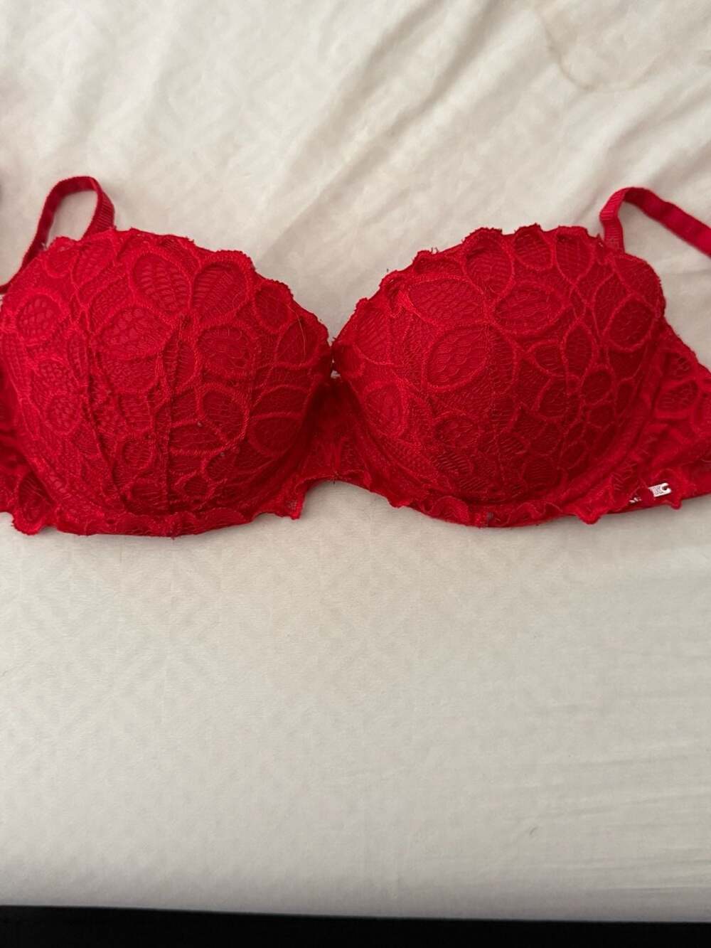 Victoria's Secret PINK Red Lace Push-Up Bra Size 34B